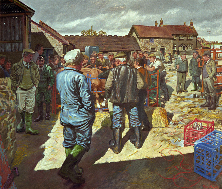 Image of a group of people at a farm sale